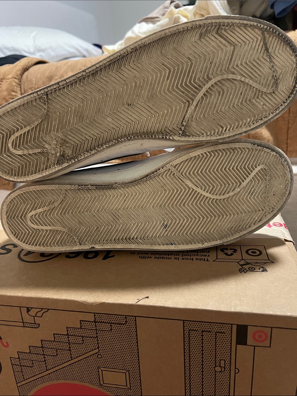Nike White Low-Top Sneakers with Black Swoosh and Cream Sole - Picture 5 of 5